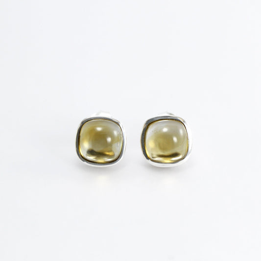 Yellow Citrine stud earrings set in 925 sterling silver,