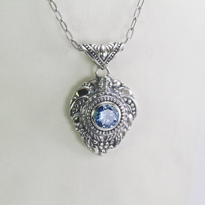 silver turtle pendant 925 sterling silver with 925 sterling silver decorated with genuine white topaz and swirl filigree
