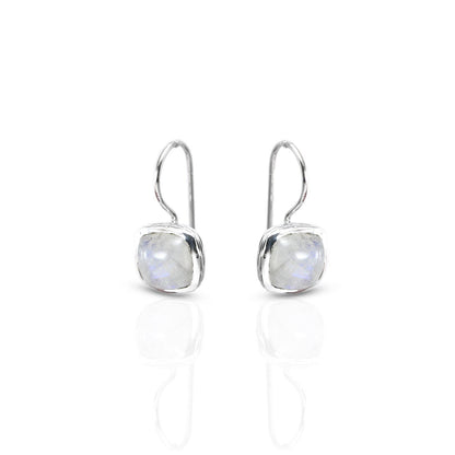 square moonstone earrings dangle 925 sterling silver, rainbow moonstone earrings
