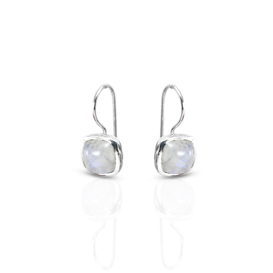 square moonstone earrings dangle 925 sterling silver, rainbow moonstone earrings