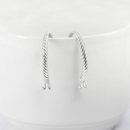 Hoop Earrings 925 sterling silver with cable style and push back closure 30 mm wide