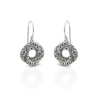 ornament earrings 925 sterling silver decorated with 18K gold and antique finish