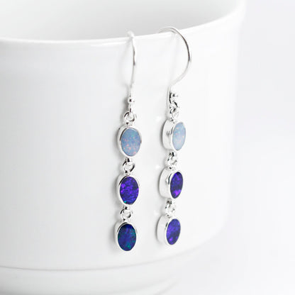 Australian opal earrings drop 925 sterling silver,