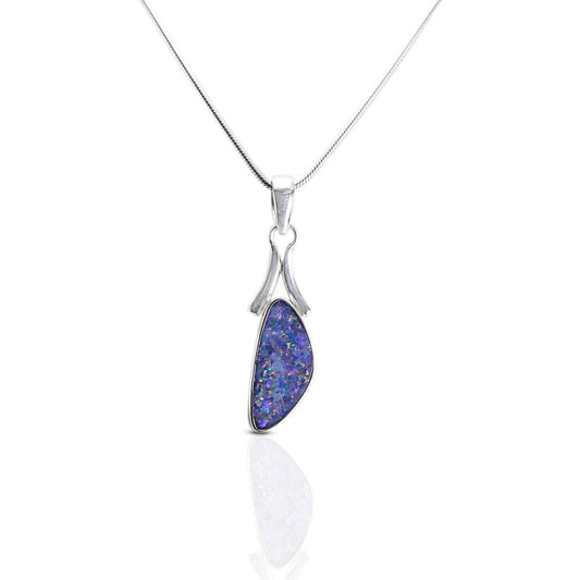 Australian opal pendant 925 sterling silver decorated with hope symbol