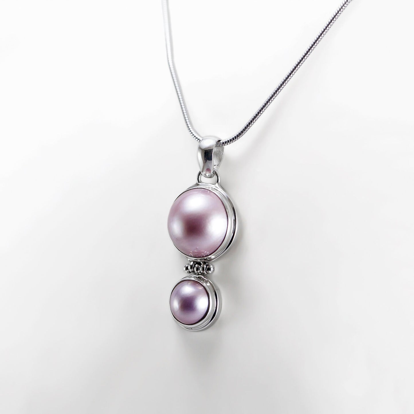 Pink mabe pearl pendant set in 925 sterling silver, sister pendant with pearl
