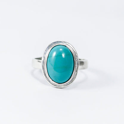 turquoise ring 925 sterling silver for women, oval turquoise ring, handmade silver ring