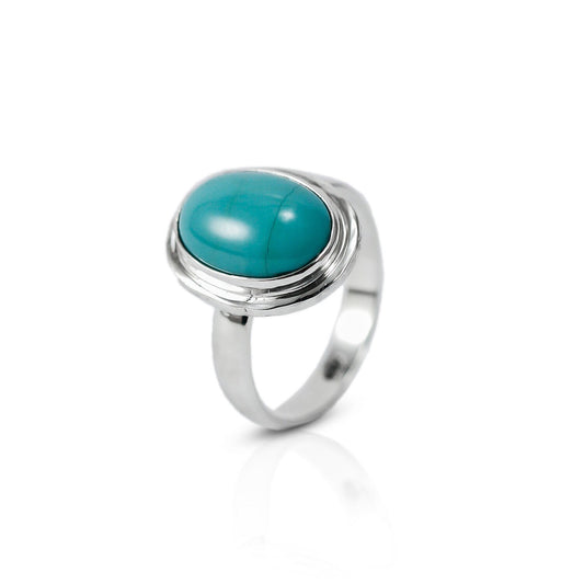 turquoise ring 925 sterling silver for women, oval turquoise ring, handmade silver ring