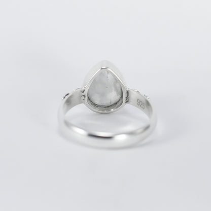 Moonstone ring 925 sterling silver with swirl filigree ornament