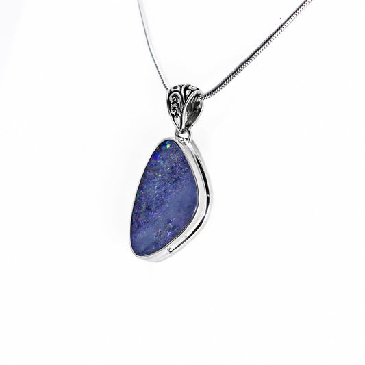 Australian opal pendant 925 sterling silver decorated with filigree bail