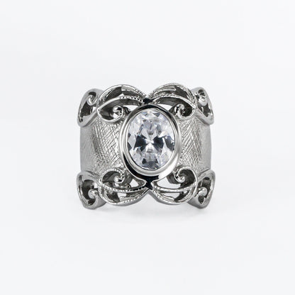antique ring for women 925 sterling silver with white crystal