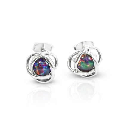 fire opal earrings stud 925 sterling silver, genuine opal earrings