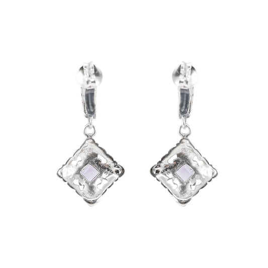 amethyst stud earrings 925 sterling silver decorated with open work filigree