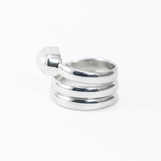 Pearl ring 925 sterling silver three bypass shank with genuine baroque pearl