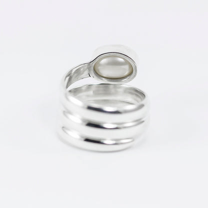 Pearl ring 925 sterling silver three bypass shank with genuine baroque pearl