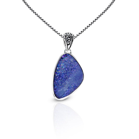 Australian opal pendant 925 sterling silver decorated with filigree bail