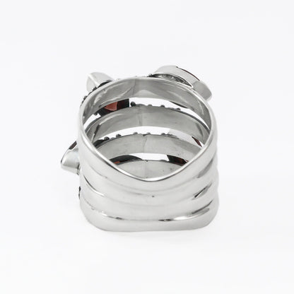 Red Garnet ring set in 925 sterling silver, multi stones ring