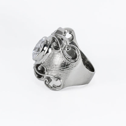 antique ring for women 925 sterling silver with white crystal