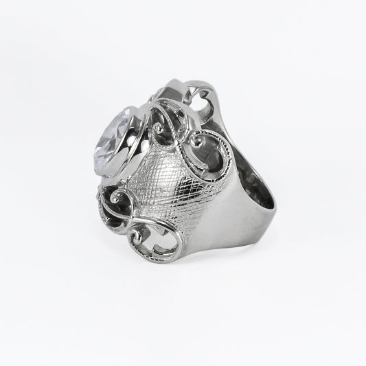 antique ring for women 925 sterling silver with white crystal