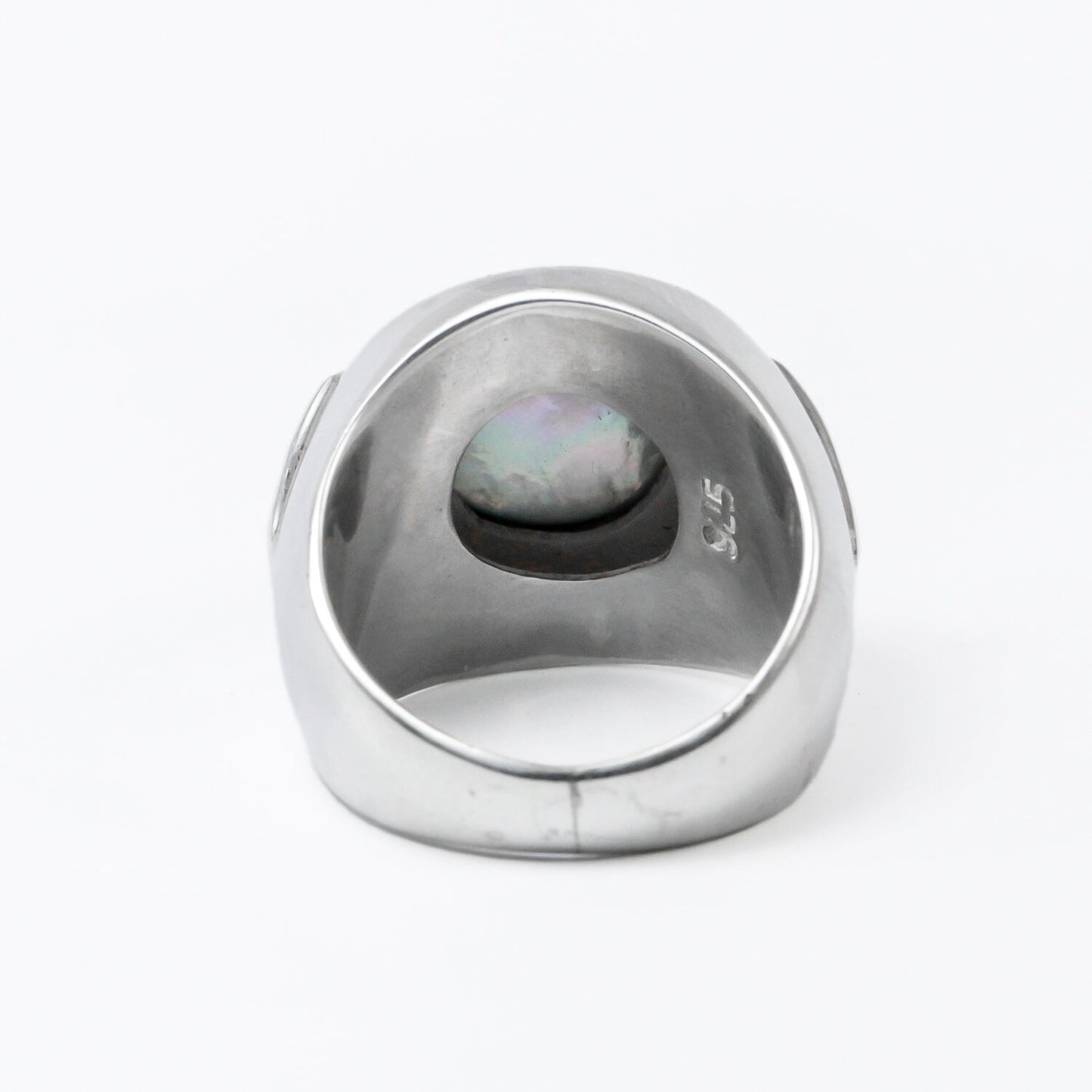 blue mabe pearl ring set in 925 sterling silver, doom wide band ring