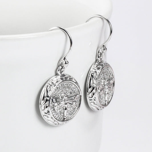 Dragonfly earrings 925 sterling silver decorated with micro setting stone