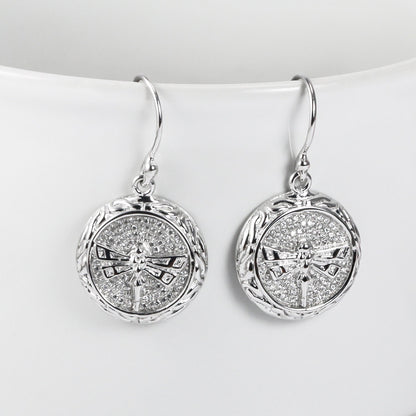 Dragonfly earrings 925 sterling silver decorated with micro setting stone