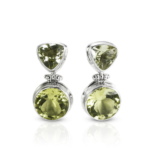 Lemon Quartz earrings stud dangle in 925 sterling silver, gems stone stud earrings dangle