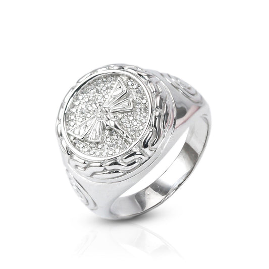 Dragonfly ring 925 sterling silver decorated with genuine white crystal