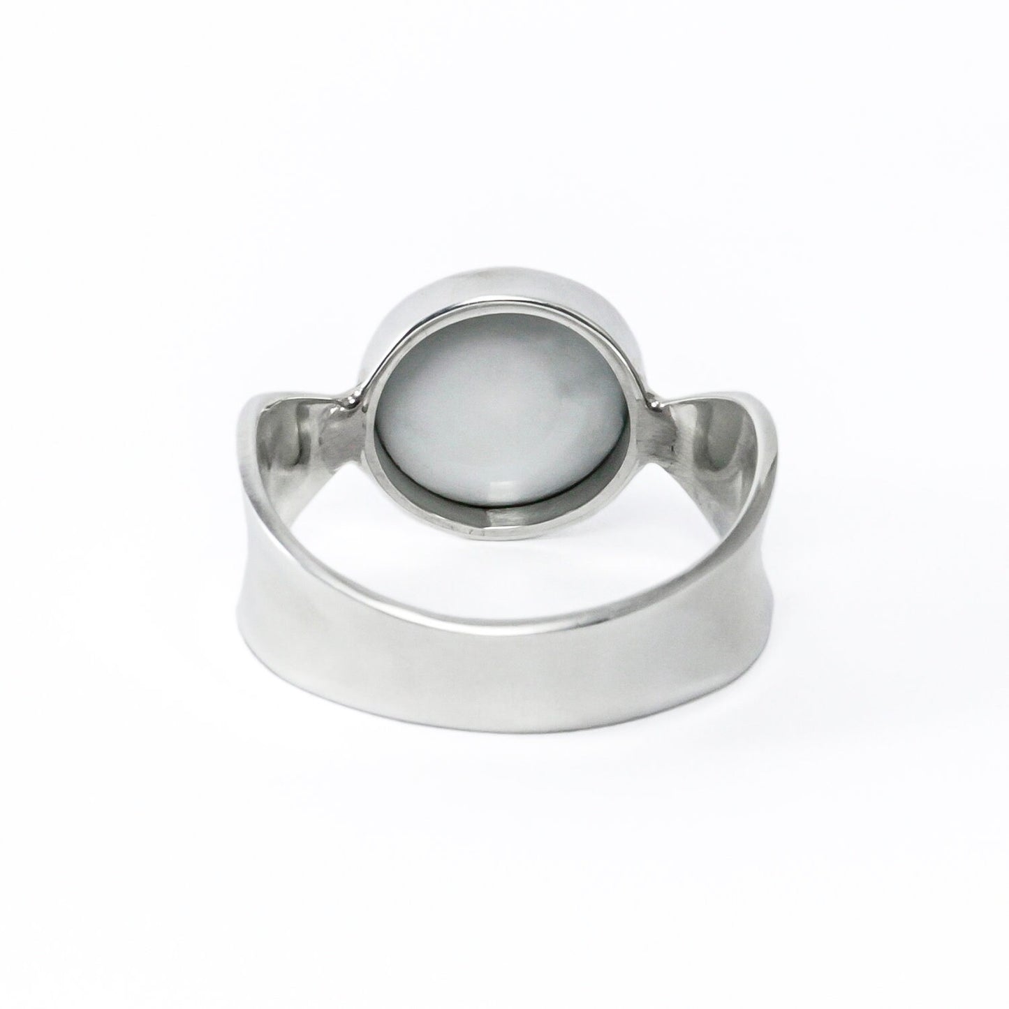 Blue mabe pearl ring 925 sterling silver with unique shank