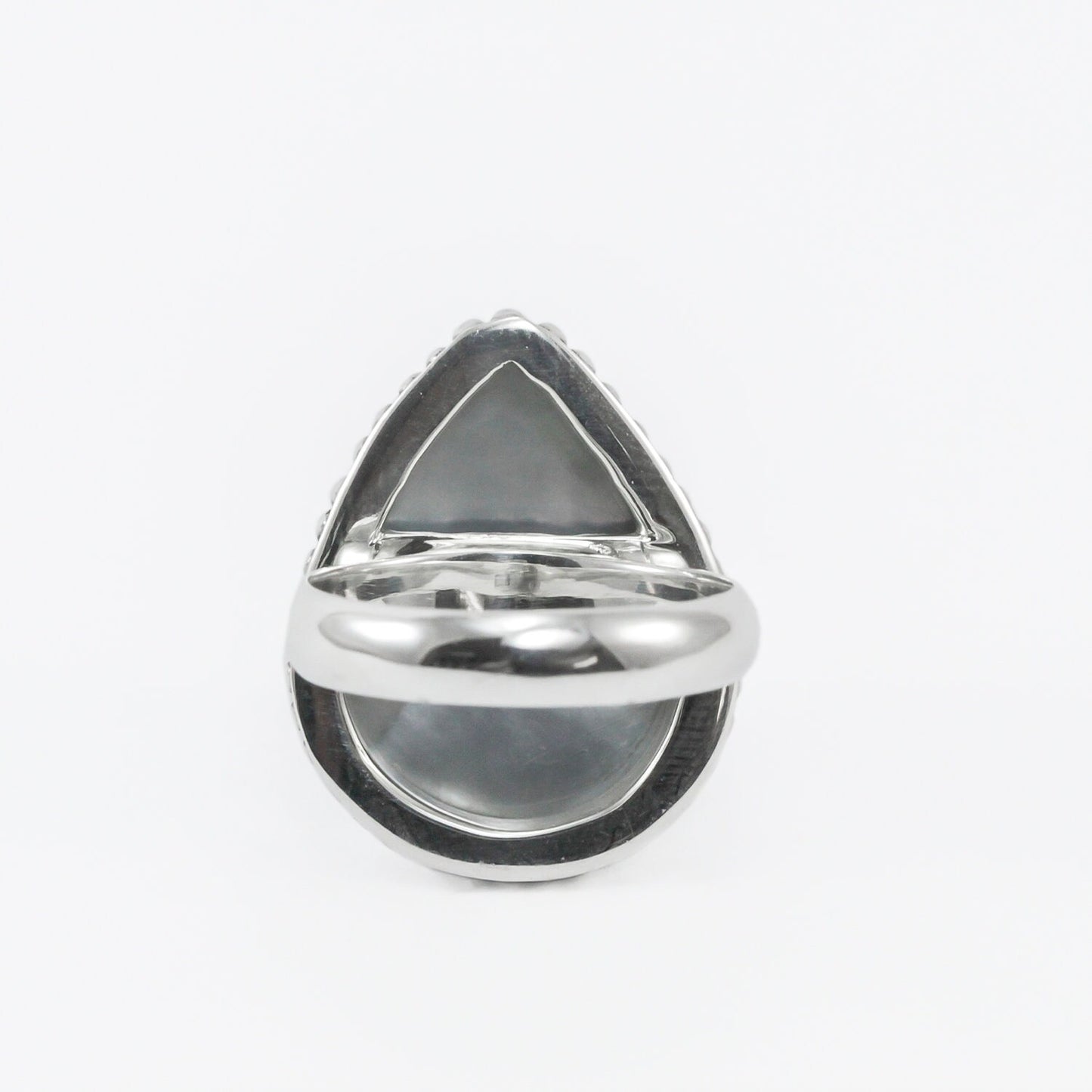 blue mabe pearl ring teardrop shape set in 925 sterling silver,
