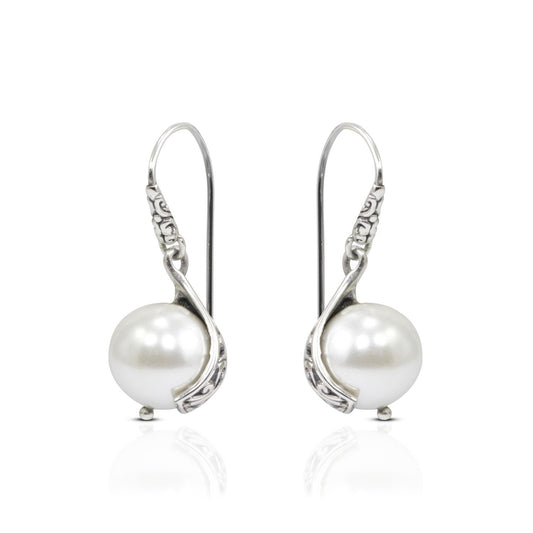freshwater pearl earrings 925 sterling silver decorated with filigree ornament
