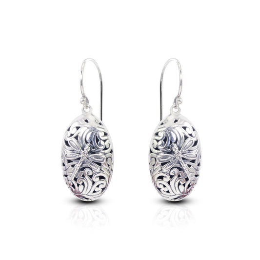 doom dragonfly earrings 925 sterling silver decorated with swirl filigree ornament