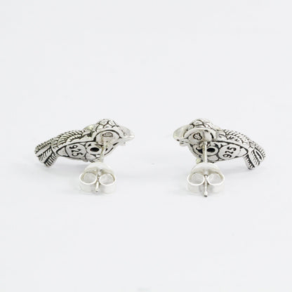 bird earrings stud 925 sterling silver with genuine amethyst