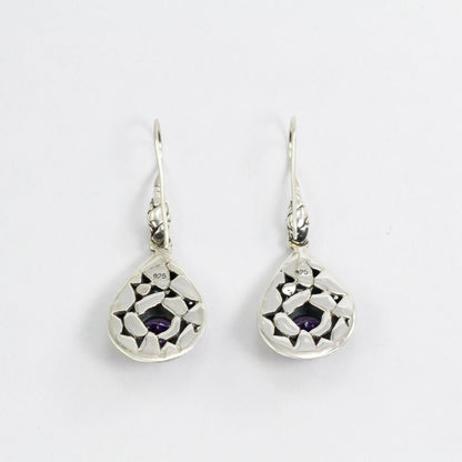 amethyst Zirconia earrings dangle 925 sterling silver with dot ornament