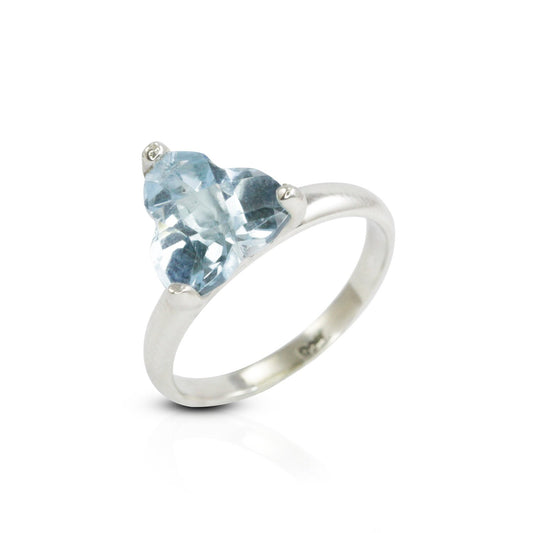 Blue Topaz ring set in 925 sterling silver ring, solitaire ring with sky blue topaz Fancy cut