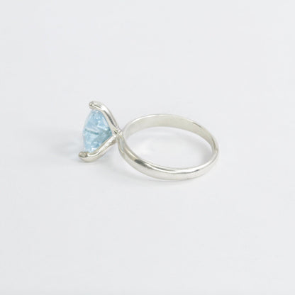 Blue Topaz ring set in 925 sterling silver ring, solitaire ring with sky blue topaz Fancy cut