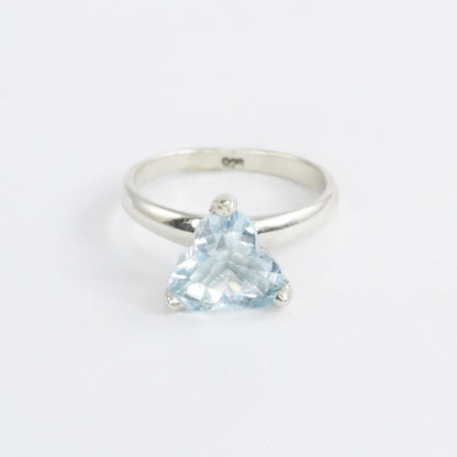 Blue Topaz ring set in 925 sterling silver ring, solitaire ring with sky blue topaz Fancy cut