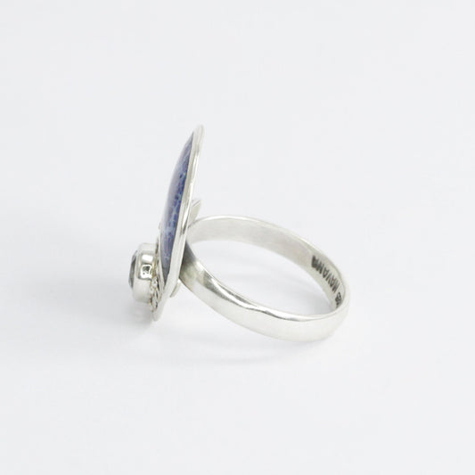 blue coral ring 925 sterling silver decorated with genuine blue topaz and filigree ornament