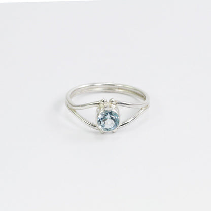 split shank ring 925 sterling silver with genuine round sky blue topaz