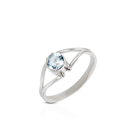 split shank ring 925 sterling silver with genuine round sky blue topaz