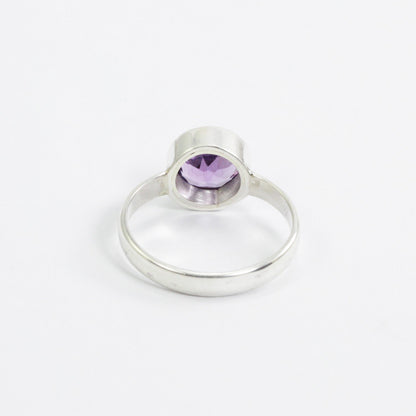 solitaire ring for women 925 sterling silver bezel set with genuine Brazilian amethyst