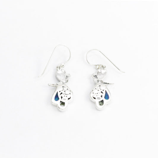 dragonfly earrings 925 sterling silver decorated with filigree ornament and created blue opal