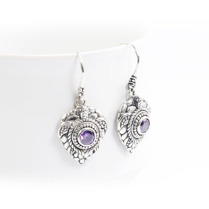 turtle earrings 925 sterling silver for women with genuine African amethyst