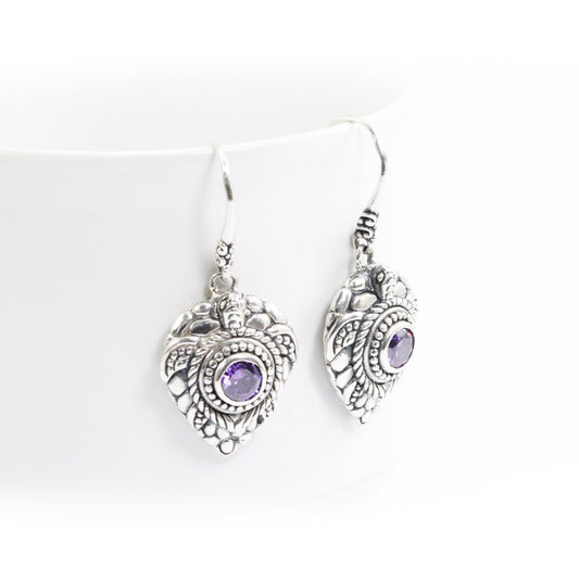 turtle earrings 925 sterling silver for women with genuine African amethyst