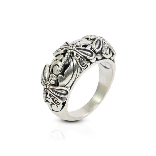 dragonfly ring 925 sterling silver with antique finishing decorated with filigree ornament