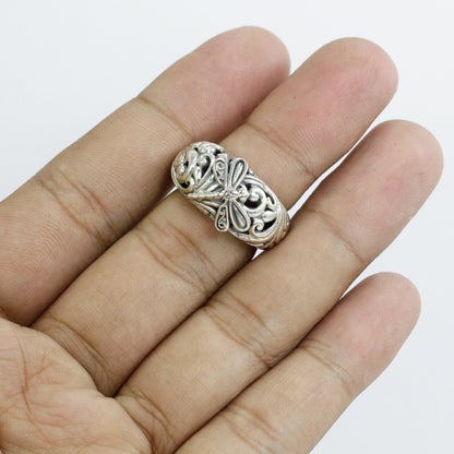 925 sterling silver dragonfly ring  with antique finishing decorated with filigree ornament