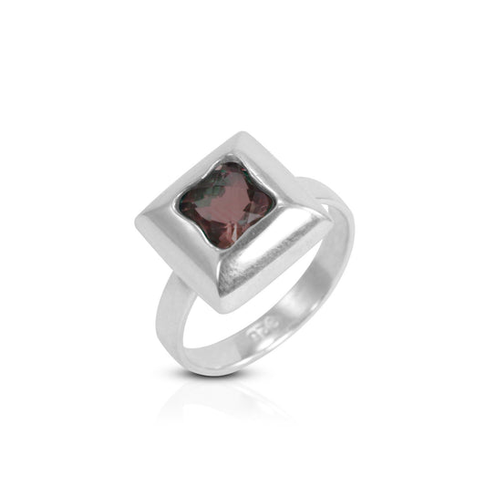 smoky quarts ring 925 sterling silver square bezel set