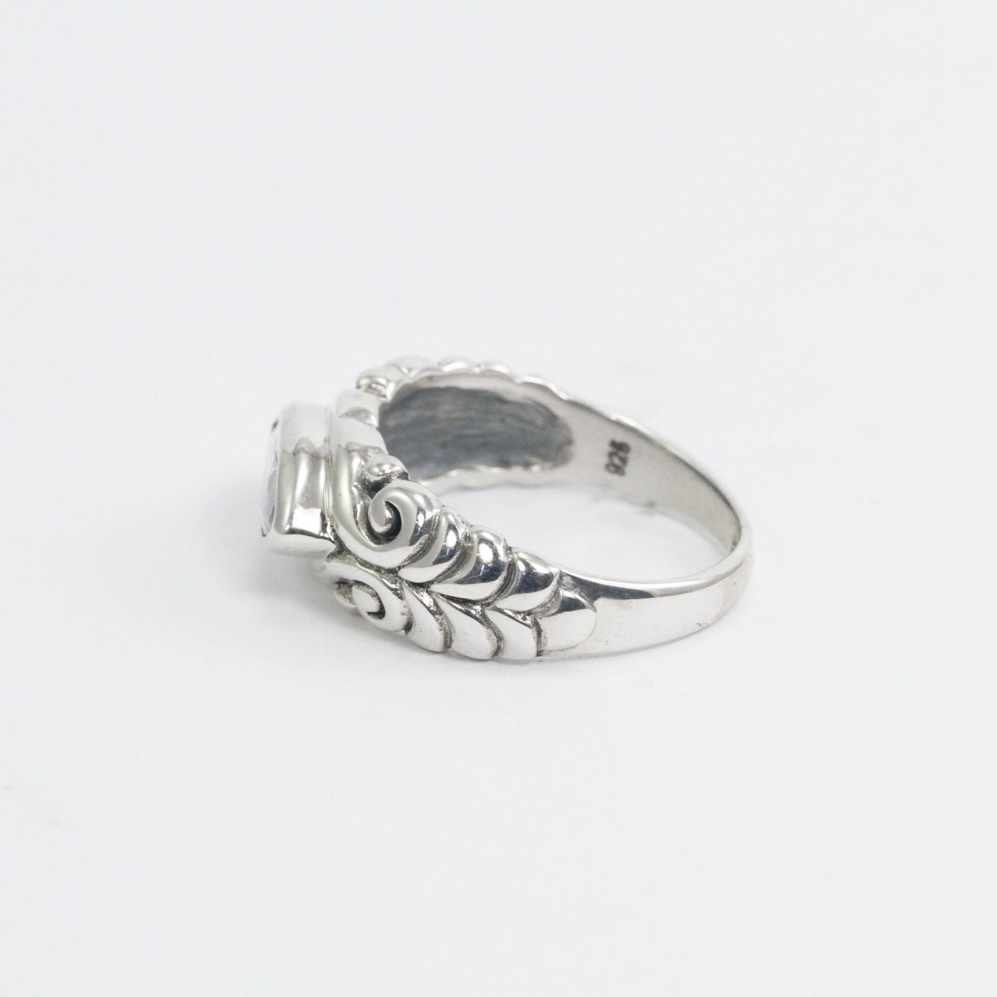 marquise stone ring 925 sterling silver decorated with filigree ornament