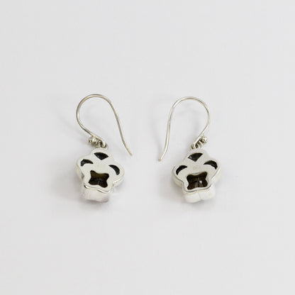 smoky quarts earrings 925 sterling silver with genuine black shell
