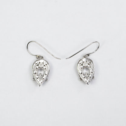 Dragonfly earrings drop 925 sterling silver with 18K yellow gold and white stone pave