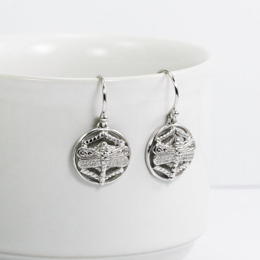 dragonfly earrings 925 sterling silver decorated with web ornament
